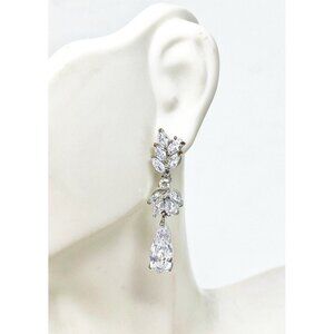 New Hundred Hearts Silver Tone Crystal Dangle/Drop Earrings Wedding Bride Prom